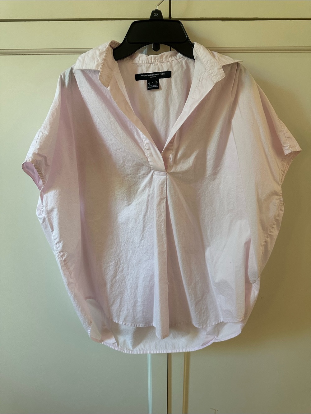 French Connection Light Pink Short Sleeve Button-Down Blouse